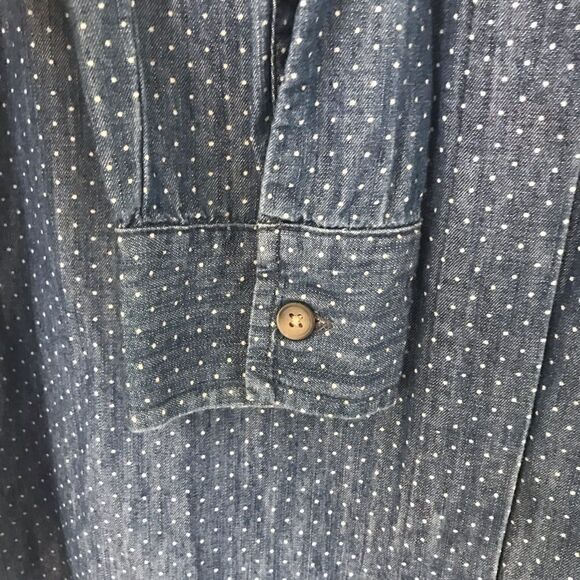 LC Lauren Conrad dark blue button down polka dots - Picture 3 of 9